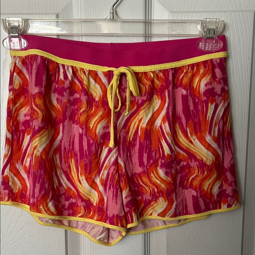 Jockey Pink and Orange Patterned Sleep Shorts with Yellow Accents